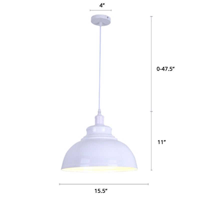 Bowl Shade Restaurant Hanging Lamp Factory Style Metal 1 Head Pendant Ceiling Light