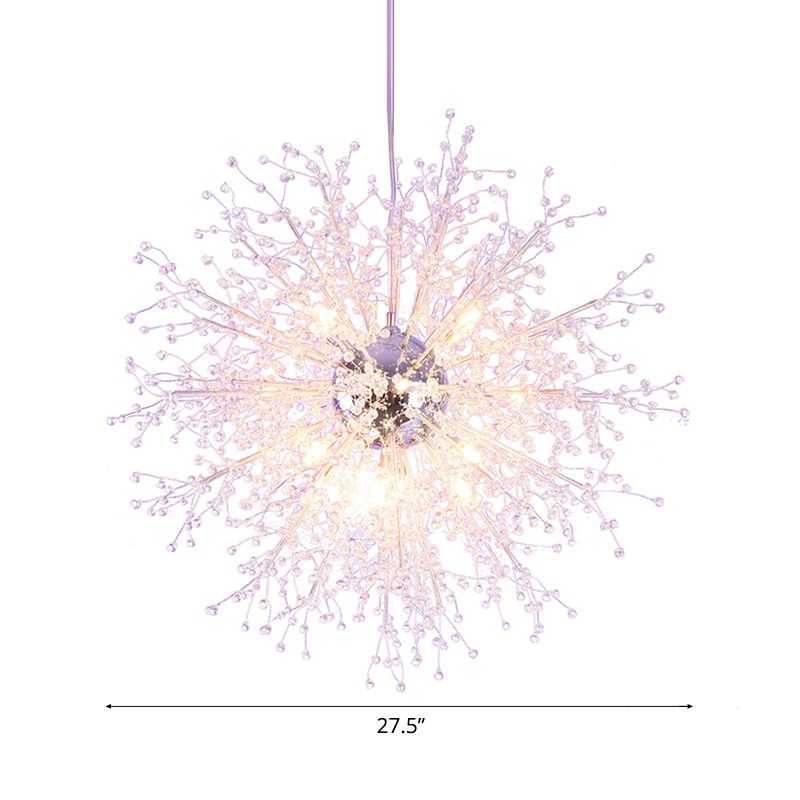 8/12 Lights Indoor Ceiling Fixture with Firework Crystal Shade Contemporary Clear Chandelier Lighting