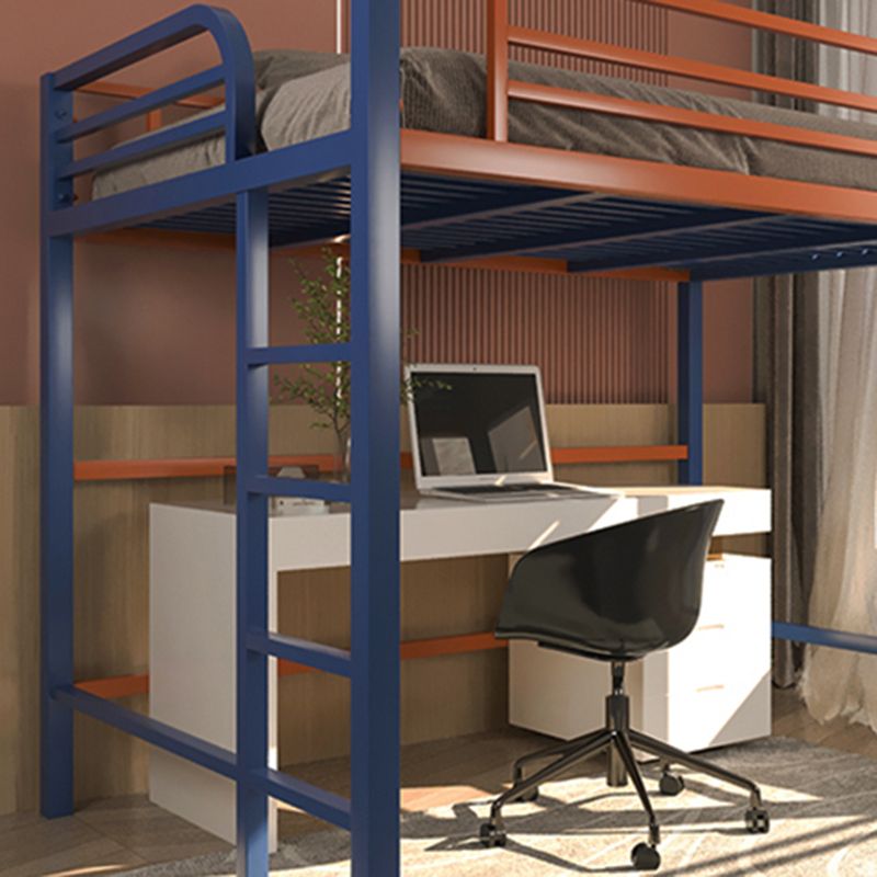 Modern Built-In Ladder Loft Bed Headboard Bed with Guardrail