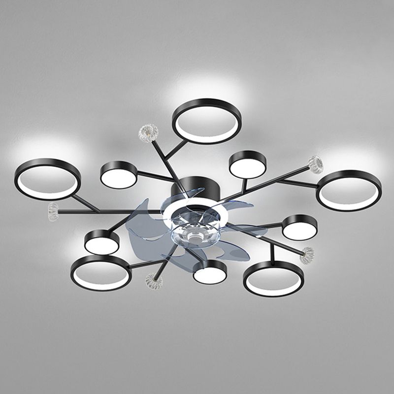 Chandelier Multi - Light Fan Light in Black / Gold Finish Metal LED Ceiling Fan