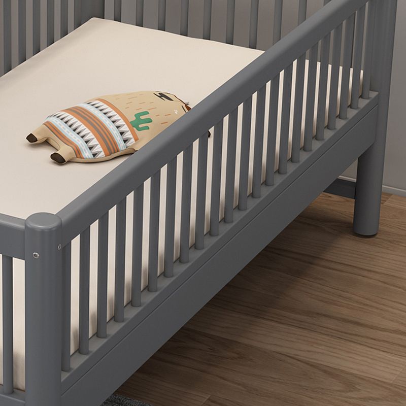 Contemporary Nursery Crib with Guardrail in Natural/Grey Solid Wood