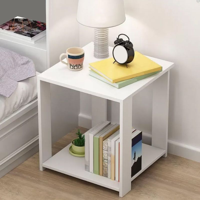 Imitation Wood Nightstand Open Storage Modern Shelf Included Night Table