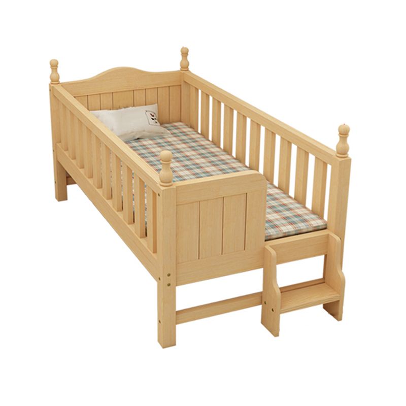 Solid Wood Kids Bed with Guardrails Modern Mattress Included Twin Bed