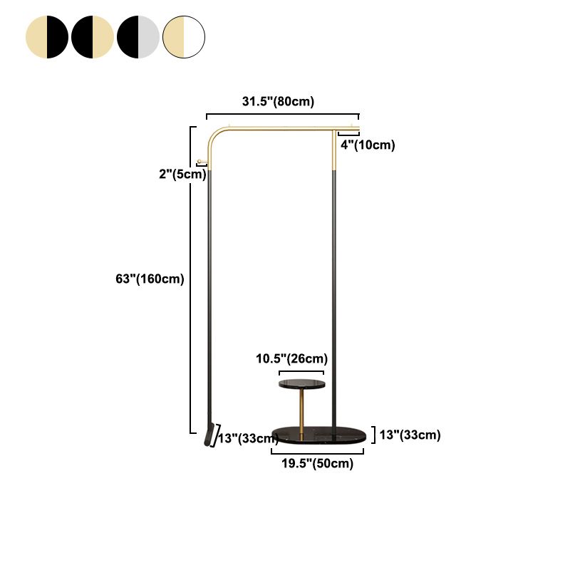 Hall Tree with Hook and Marble Table Modern Metal Hall Stand