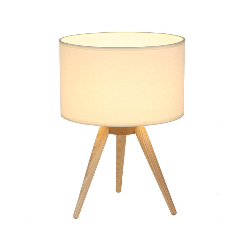 Drum Shade Stativ Nachtlampe Neuheit Minimalist Stoff Einschlafzimmer Tischlicht in Holz