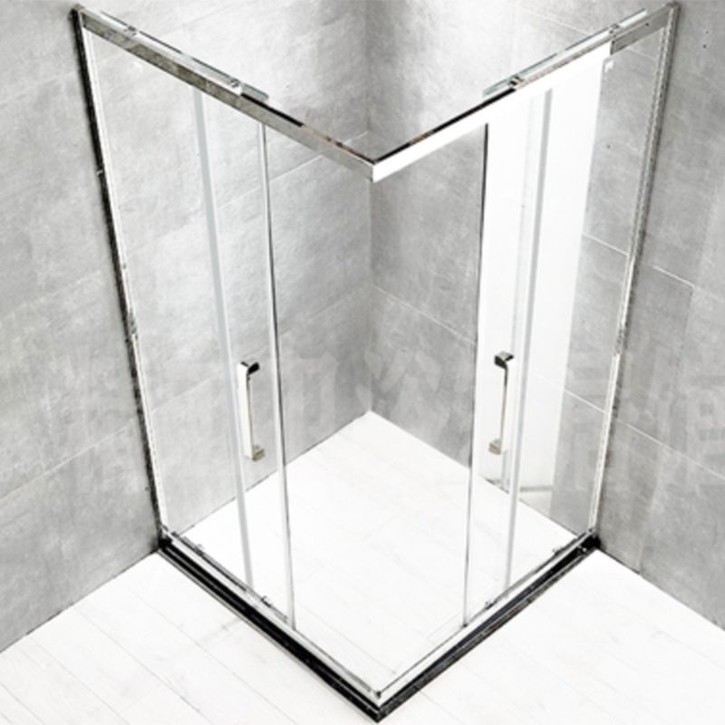 Double Sliding Shower Kit Semi-Frameless Corner Tempered Glass Shower Kit