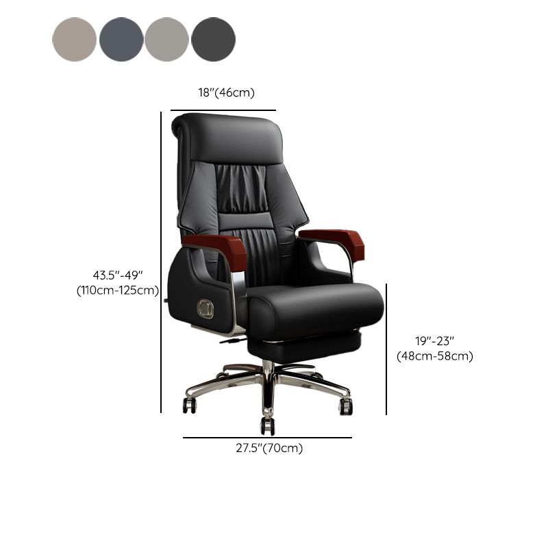 Modern Slide Office Chair Fixed Arms Leather Adjustable Seat Height Desk Chair with Wheels