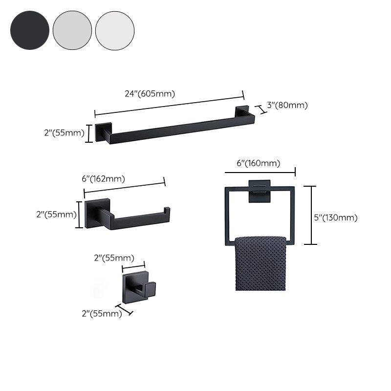 7-Piece Bath Hardware Set in Stainless Steel with Paper Holder/Robe Hooks/Towel Ring Bar