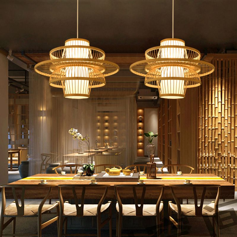 Modern Hand Twisted Ceiling Pendant Lamp Bamboo Ceiling Lamp