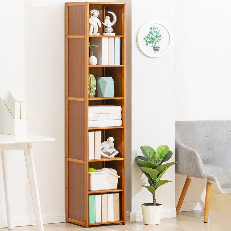 Contemporary Bamboo Book Shelf Closed Back Brown Shelf Bookcase for Home