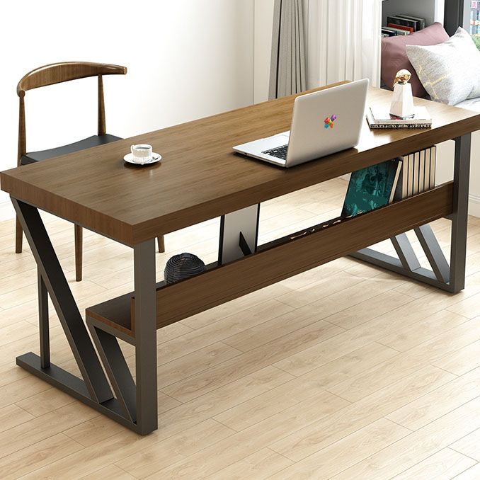 Industrial Style Office Desk Rectangular Wooden Home Writing Desk