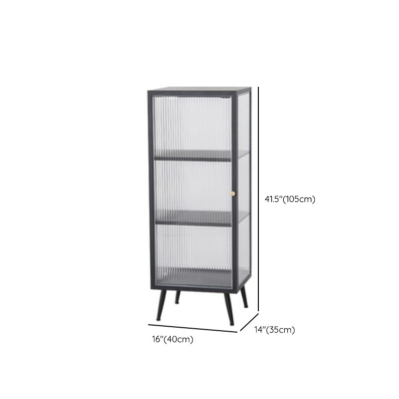 Contemporary Metal China Cabinet Glass Doors Display Cabinet with Doors for Dining Room