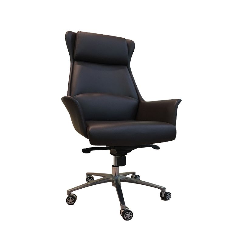 Contemporary Upholstered Managers Chair Faux Leather Black Task Swivel Chair