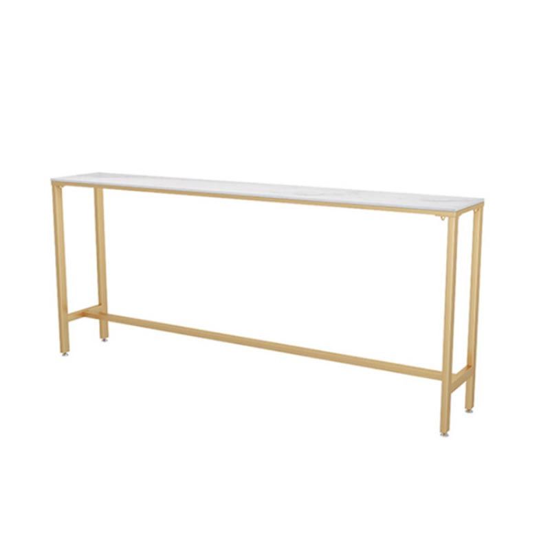 Stone Bar Dining Table Glam Rectangle Bar Table with Trestle for Kitchen Cafe