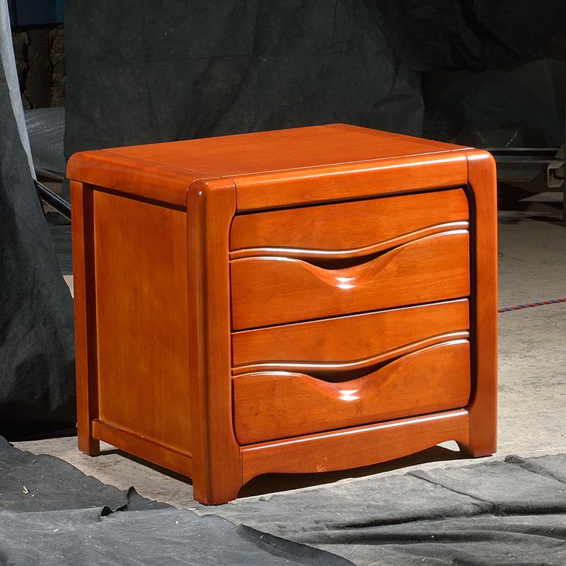 Solid Wood Bed Nightstand Traditional Bedside Cabinet with Drawers