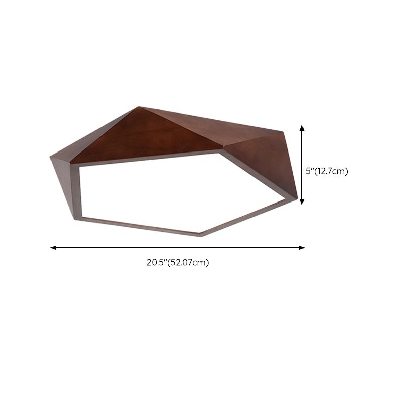 Modern LED Wood Flush Mount Geometric Shape Ceiling Lamp with Acrylic Shade for Bedroom