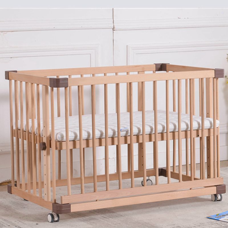 Wooden Pure Color Nursery Crib Scandinavian Crib with Storage