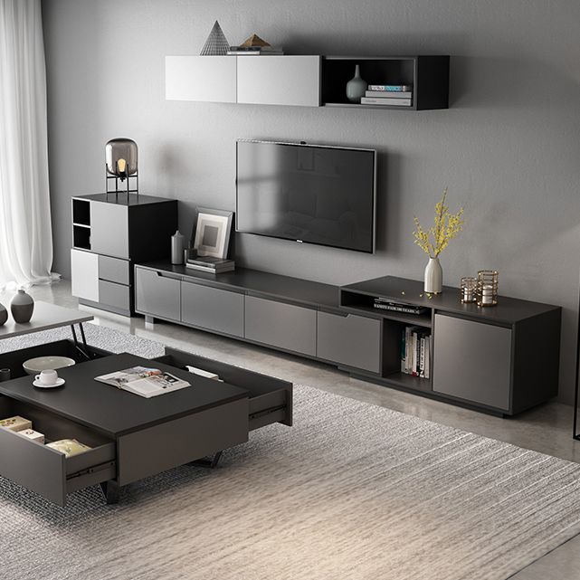 Modern TV Stand With Glide Drawer , Grey , TV Cabinet with Storage