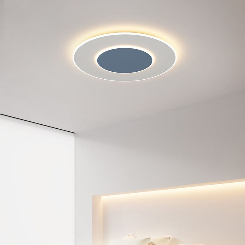 LED Metal Modern Flush Mount Circular Shape Ceiling Light with Acrylic Shade for Bedroom