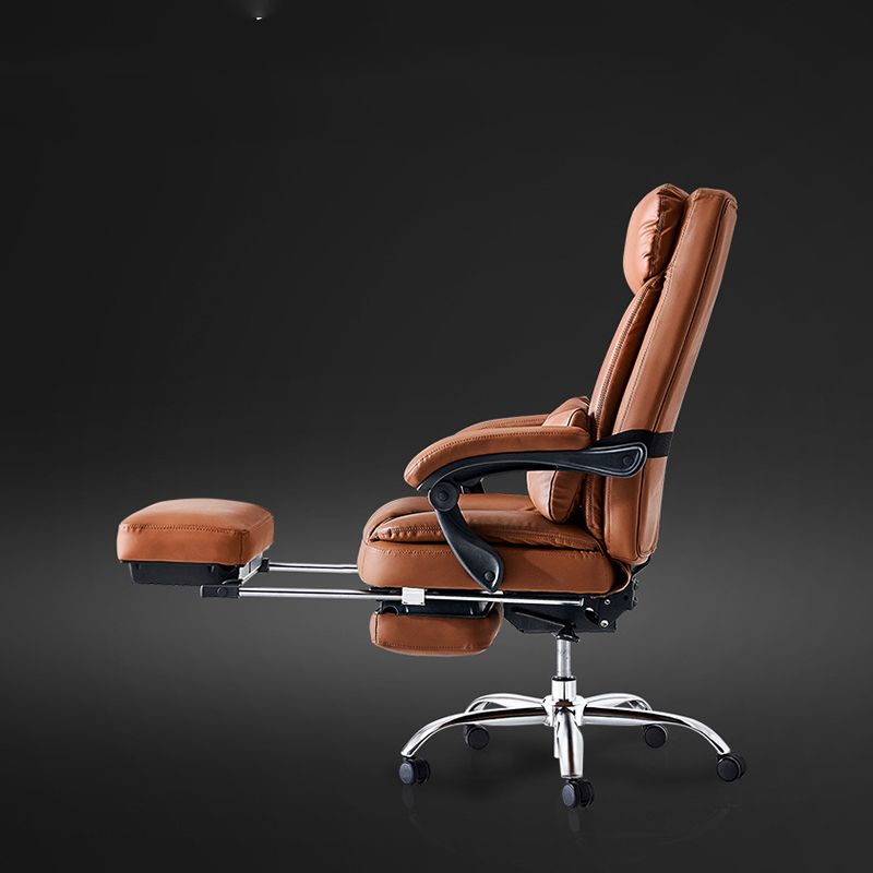 Modern Desk Chair Leather Computer Chair High-Back Chair in Brown