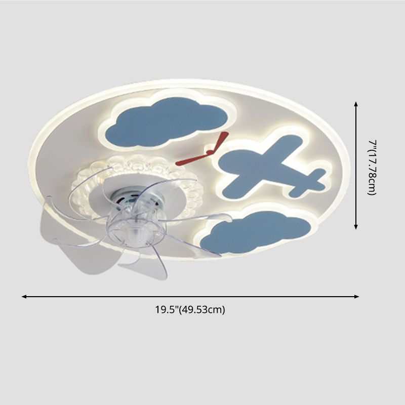 Carton nuage ventilateur de plafond lumière plafond acrylic kid room LED semi flush Mount Light