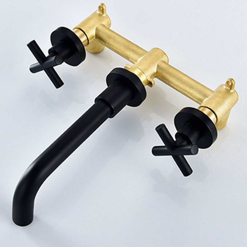 3 Holes Faucet 2 Cross Handles Wall Mounted Faucet for Bathroom