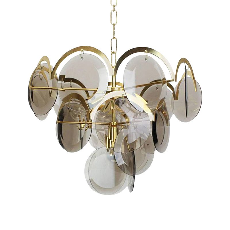 Métal de lustre nordique Lumière suspendue avec du verre gris fumé pour la chambre