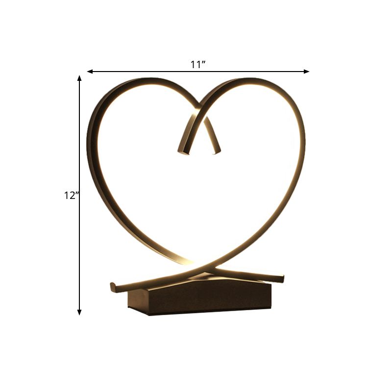 Loving Heart Wooden Night Table Light Simplicity Black/White/Wood LED Desk Lighting for Sleeping Room