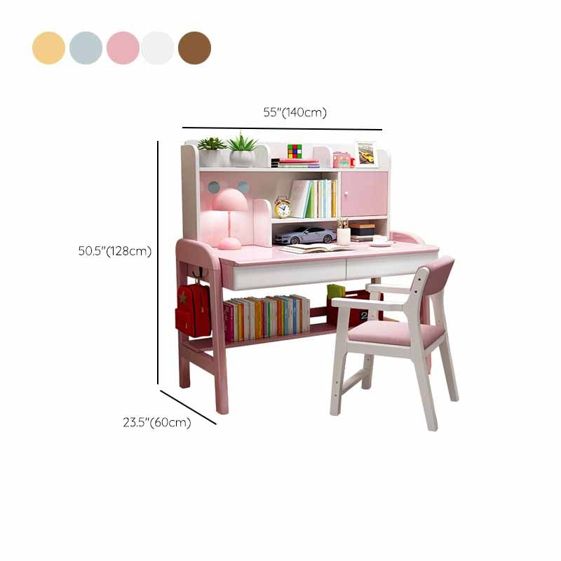 Wooden Children's Desk Adjustable Desk with Chair Set with Storage Shelves