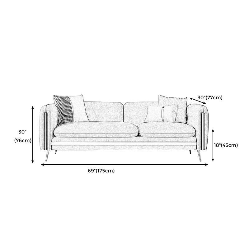 Modern Standard Faux Leather Sofa 3 Seater Square Arm Sofa for Living Room
