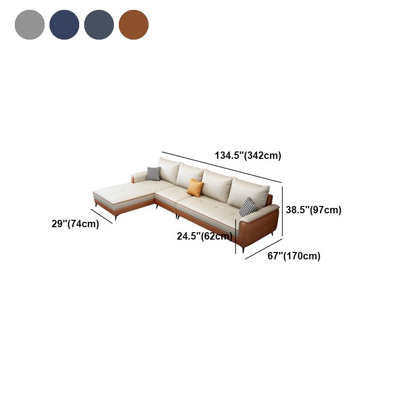 Faux Leather Modern Recessed Arm Sofa 134.6*66.9*38.2 Loose Back Sofa & Chaise