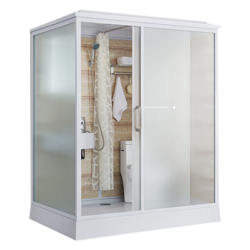 White Rectangular Shower Stall Tempered Glass Shower Enclosure without toilet