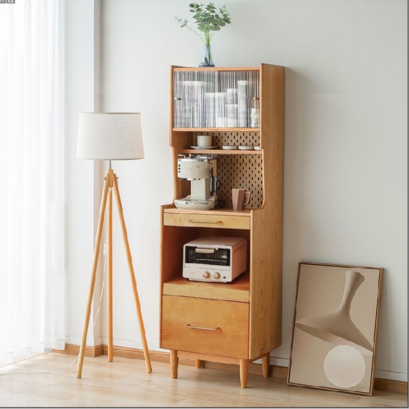 Sliding Glass Door Sideboard Cabinet Pine Solid Wood Server Credenza