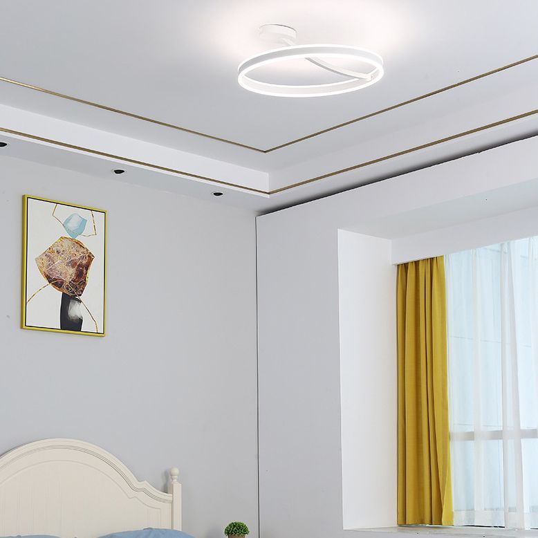 Aluminium Linear LED Semi Flush Mount in Modern Simplicity Acrylic 2-Light Ceiling Light for Bedroom