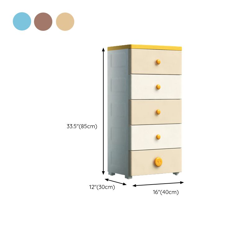 Plastic Kids Nightstand Scandinavian Nursery Dresser with 5/6 Drawers