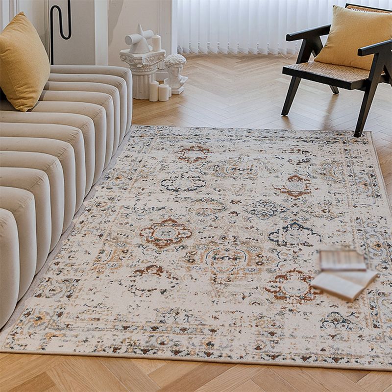 Rice White Traditional Rug Blending Plant Rug Non-Slip Backing Rug for Living Room