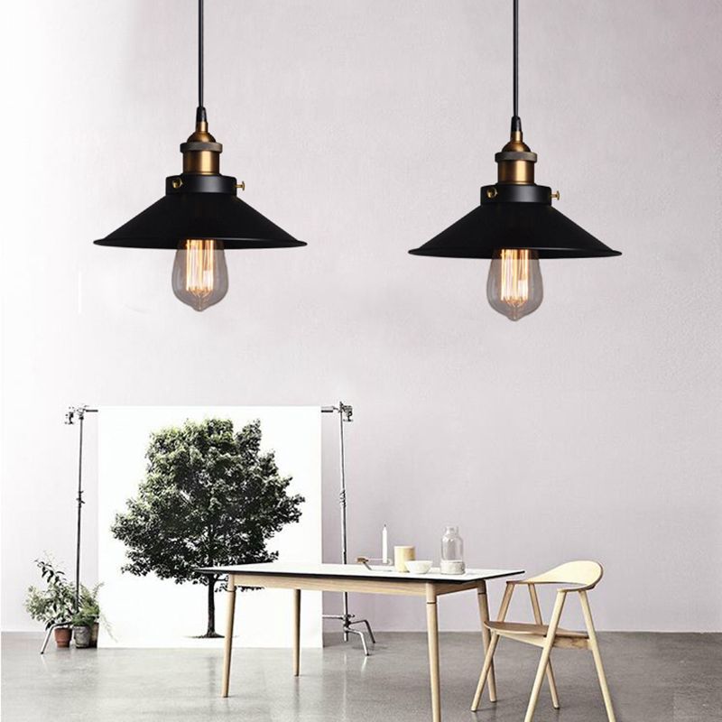 1 Light Cone Ceiling Pendant Industrial Style Metal Hanging Light Fixtures for Restaurant