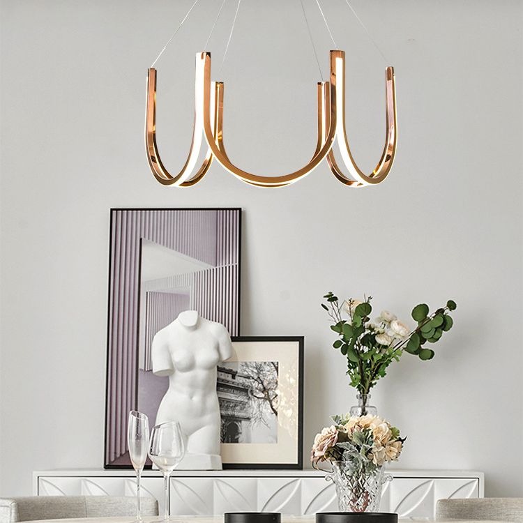 U-Shaped Metal Suspended Lighting Fixture Simple Style LED Chandelier Pendant Light