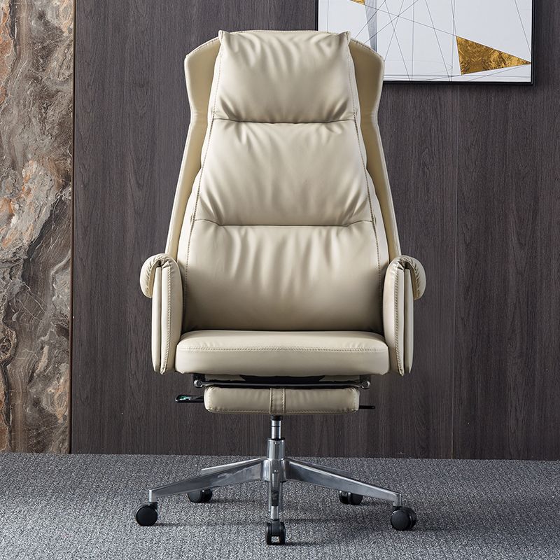 Modern Leather Office Chair Padded Arms Adjustable Seat Height Swivel Chair with Wheels