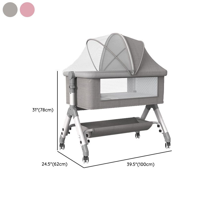 Portable Rectangle Bassinet Gliding and Folding Crib Cradle for Baby