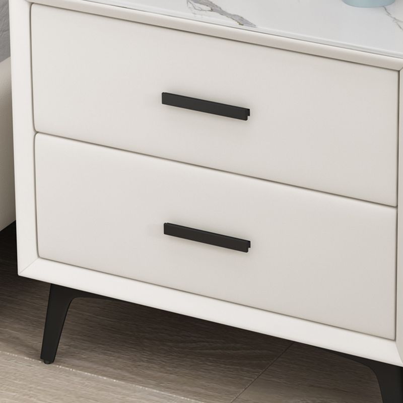 Stone Night Table Contemporary Bedside Cabinet with 2 Drawers