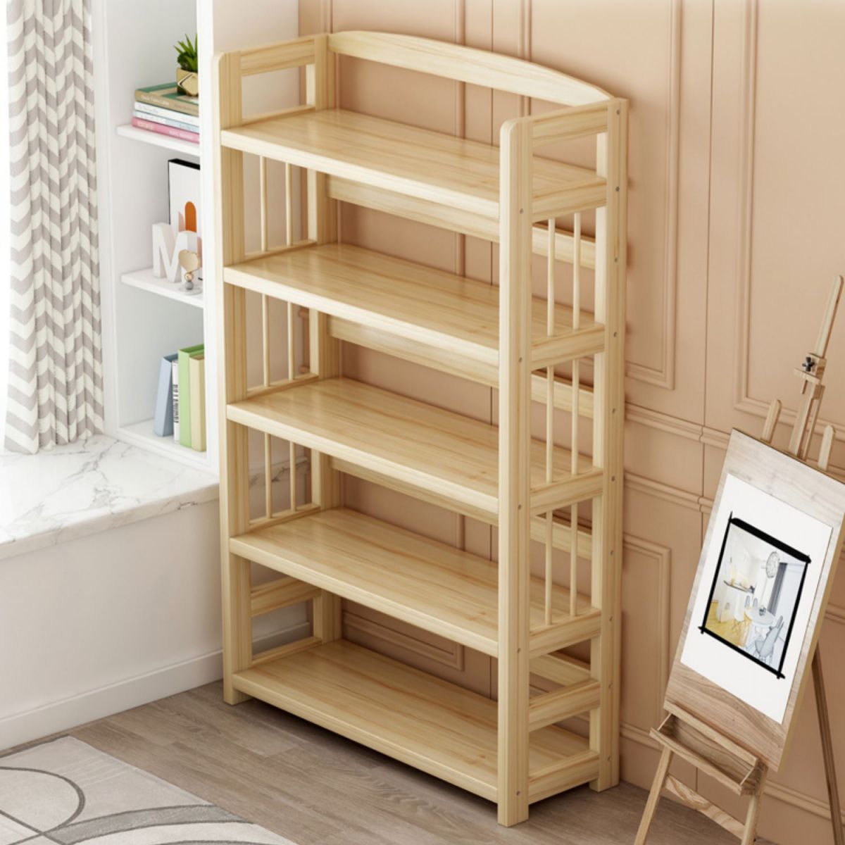 Modern Solid Wood Standard Bookcase Freestanding Kids Standard Bookcase