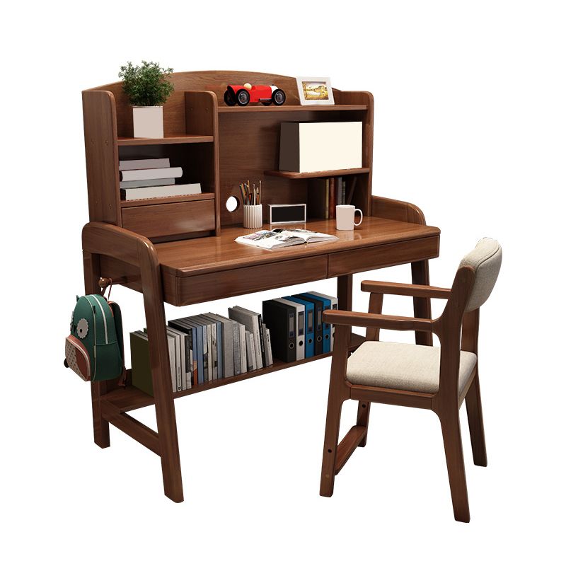 Writing Desk Adjustable Kids Desk with 2 Drawers and Shelves Kids Desk