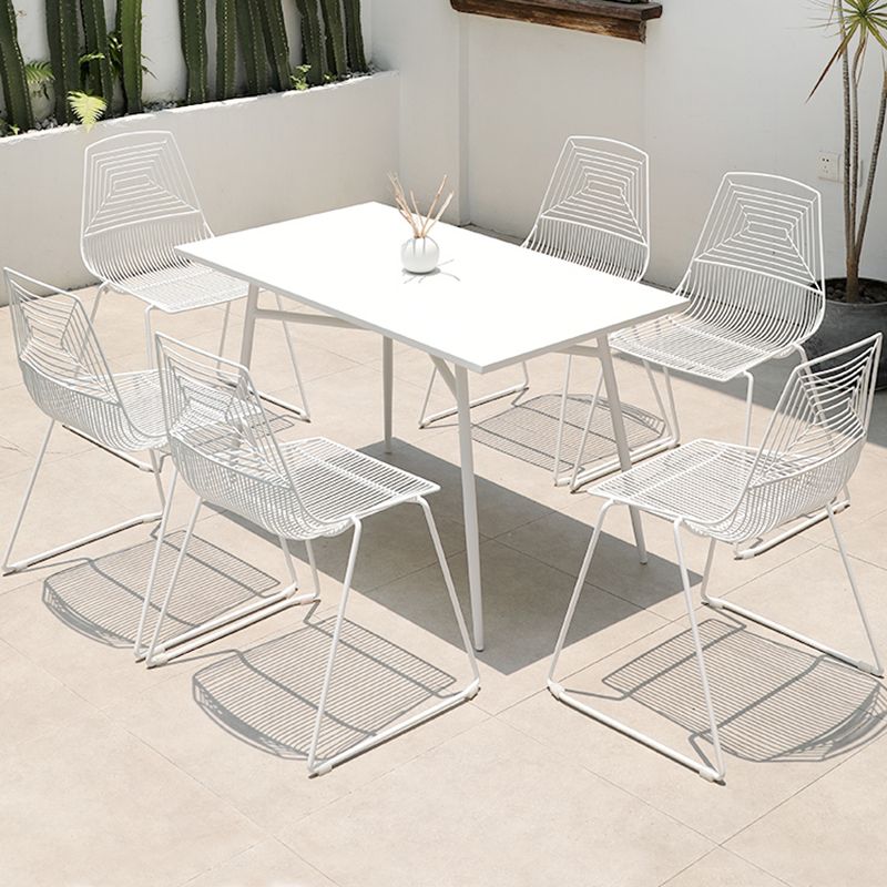 Contemporary Metal Dining Side Chair Open Back Stacking Outdoor Chair