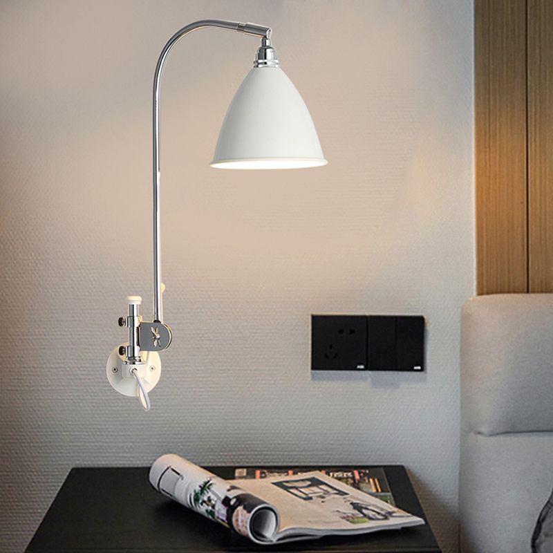 1 lamp slaapkamer wandlamp moderne witte sconce verlichtingsarmatuur met kegel metalen schaduw