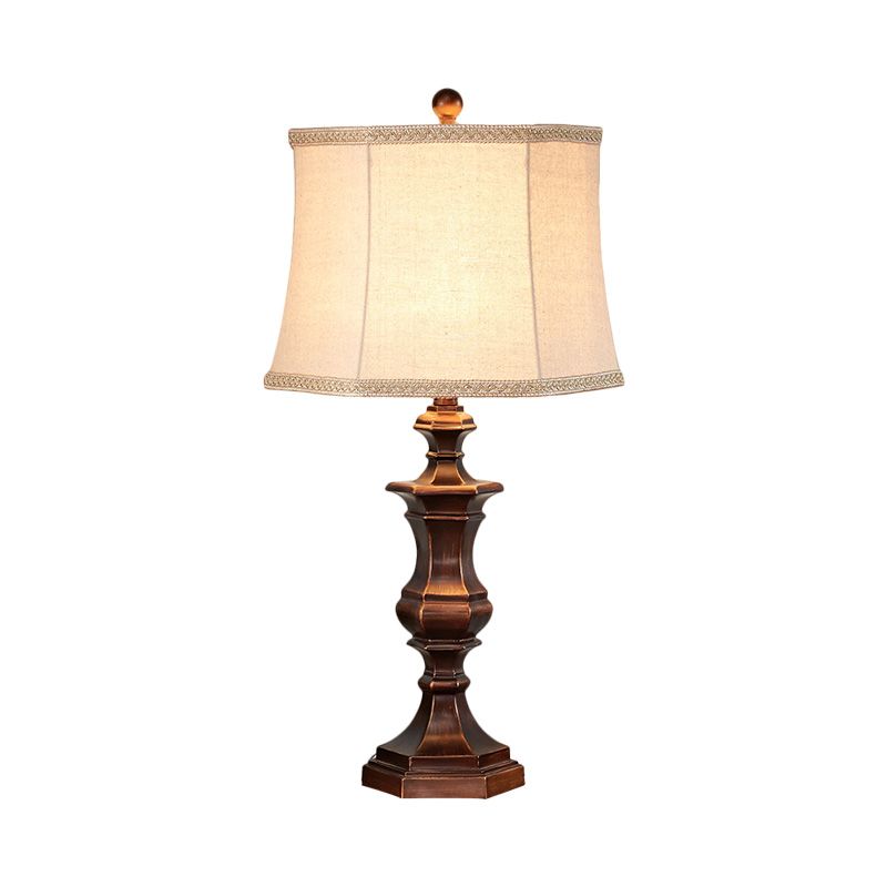 Bronze Fared Nightstand Lampe Vintage Style Fabric 1 tête de chevet Light