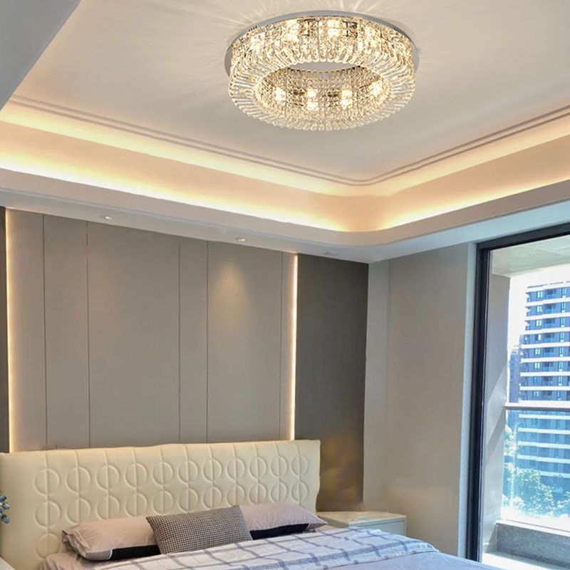 Modern Minimalist Ceiling Lamp Crystal Flush Mount Light Fixture for Bedroom