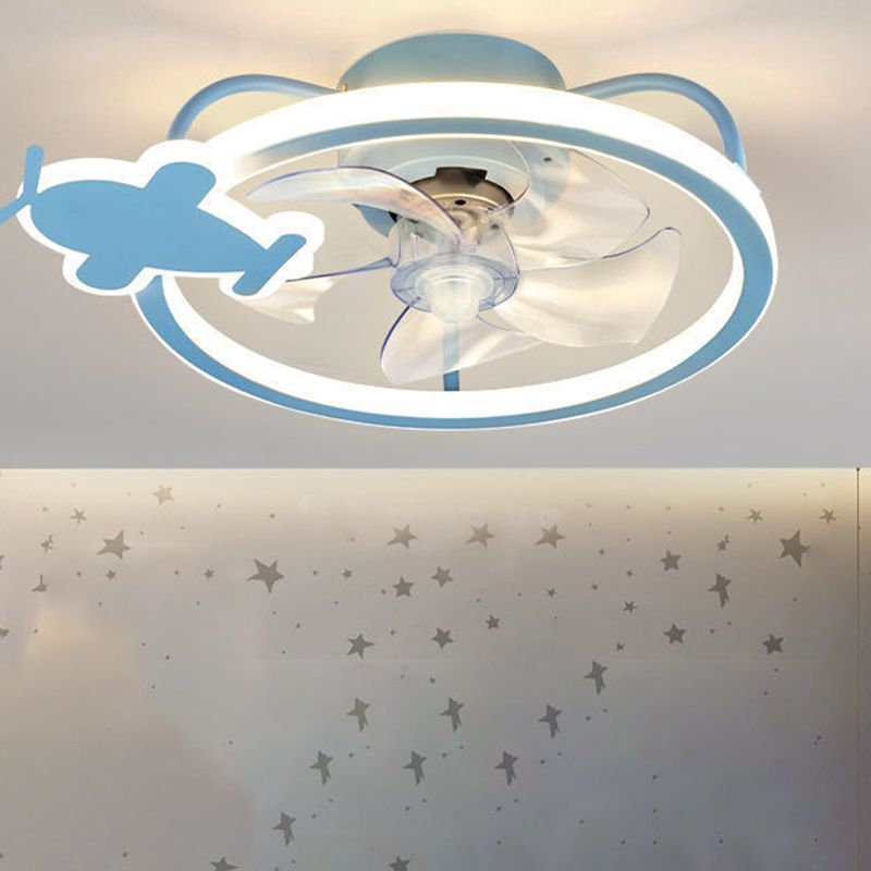 Kids LED Ceiling Fan Lamp Airplane Metal Fan Lighting for Bedroom