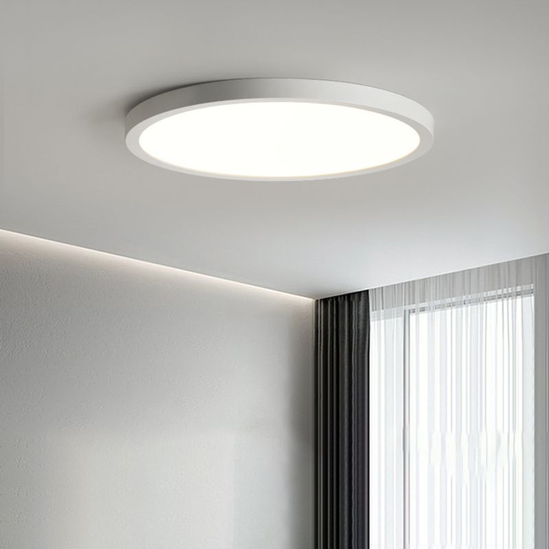 White Round Ceiling Mount Light Modern Style LED with Plastic Shade for Bedroom