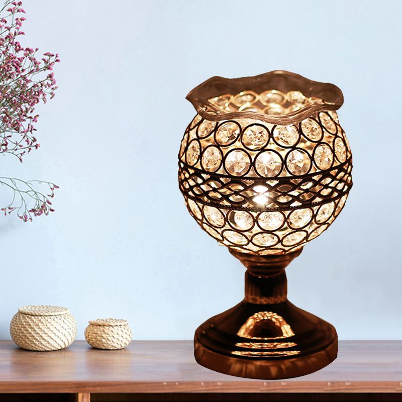 Cylinder/Round/Square Night Table Light Modernism Crystal Encrusted Single Bulb Gold Nightstand Lamp